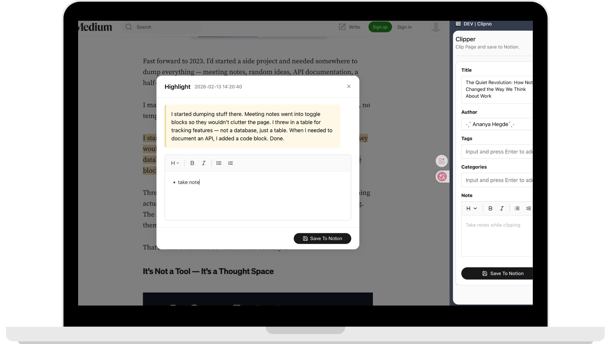 Highlight & Note on Web Pages